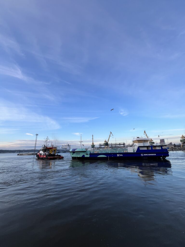 A convoy leaving the port of Klaipeda